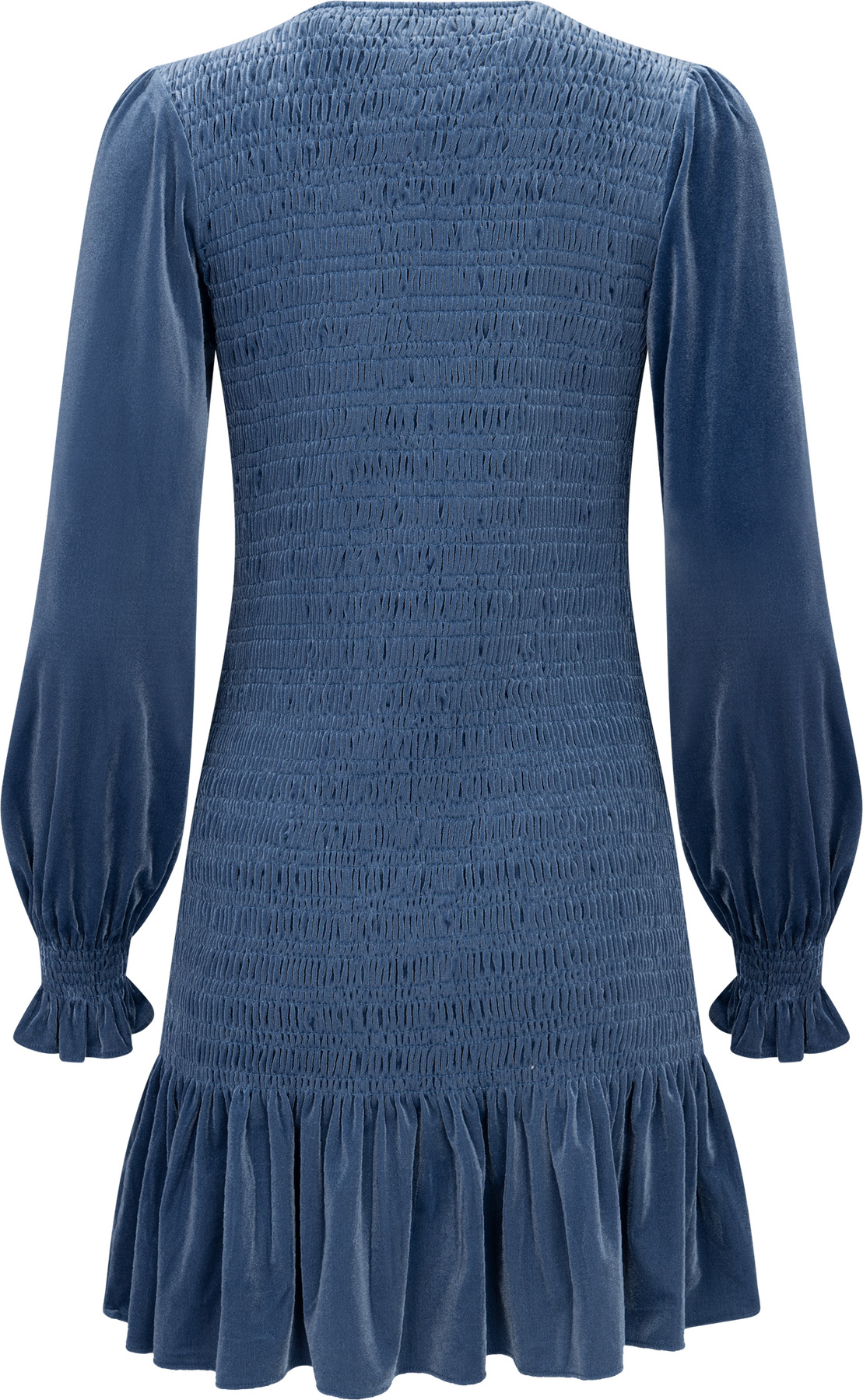 Rira Smock Velour Dress - Blue