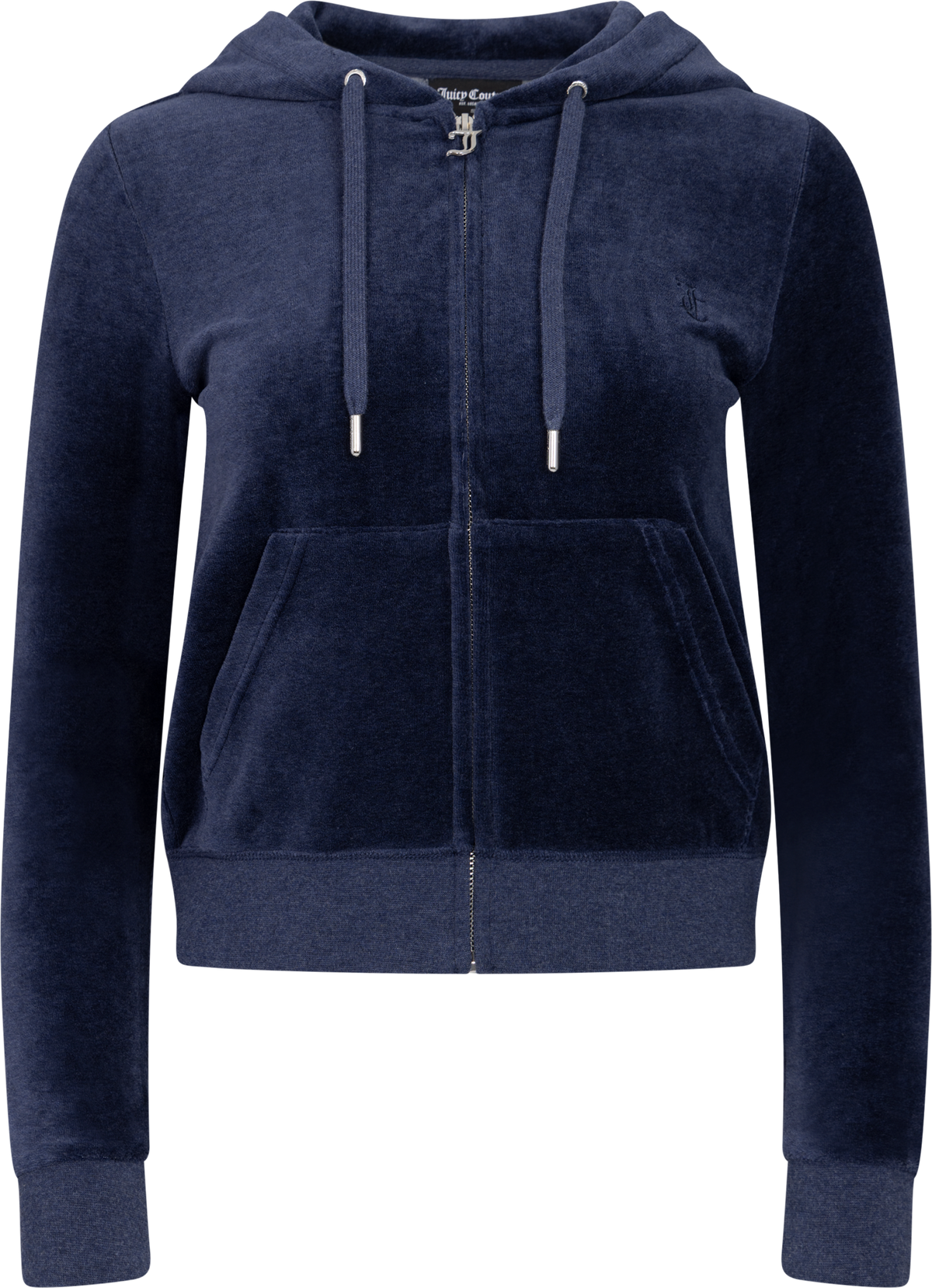 Robertson Classic Velour Zip Hoodie - Dark Blue Marl