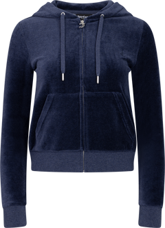 Robertson Classic Velour Zip Hoodie - Dark Blue Marl