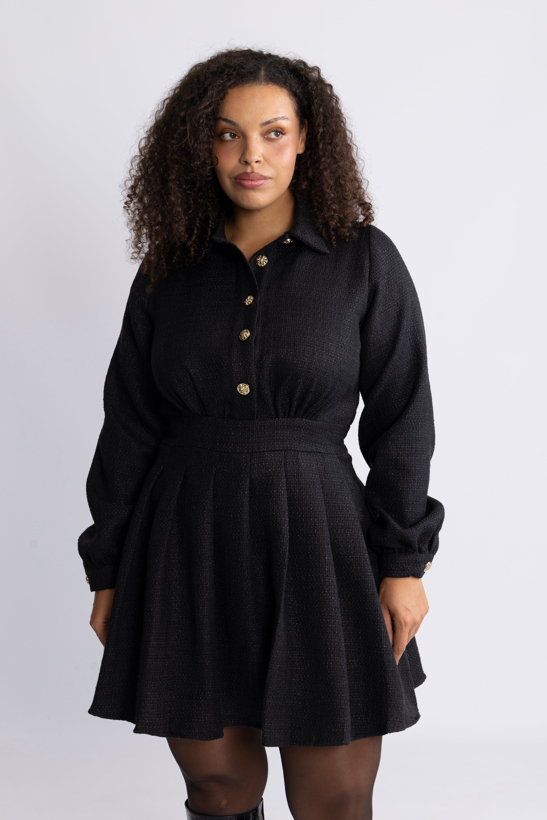 Vinda Boucle Dress - Black