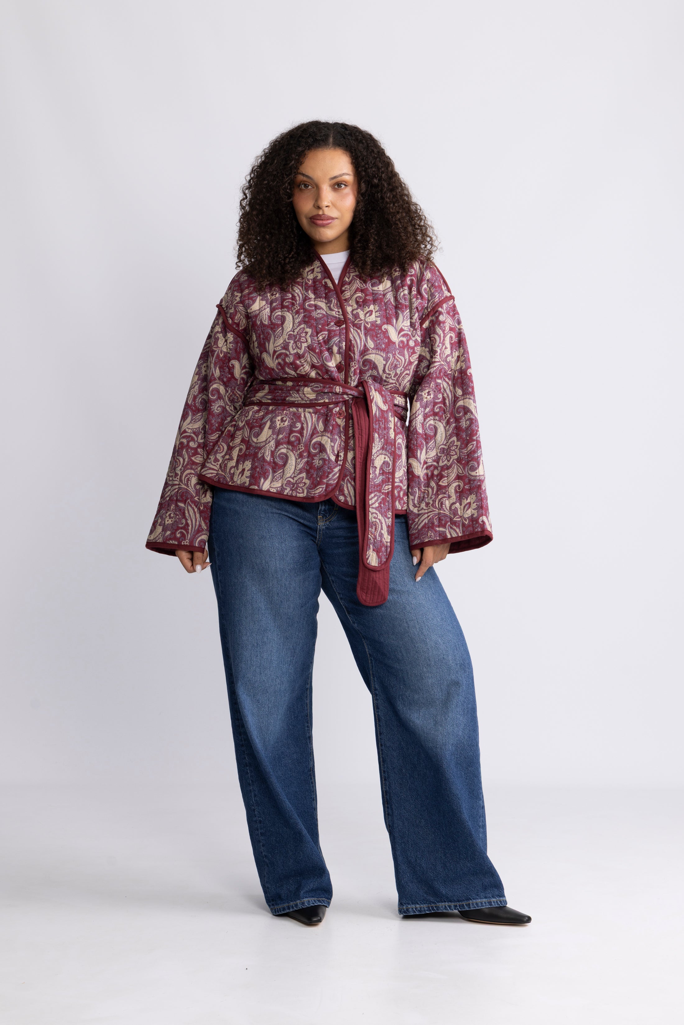 Una Quilted Jacket - Wine Paisley