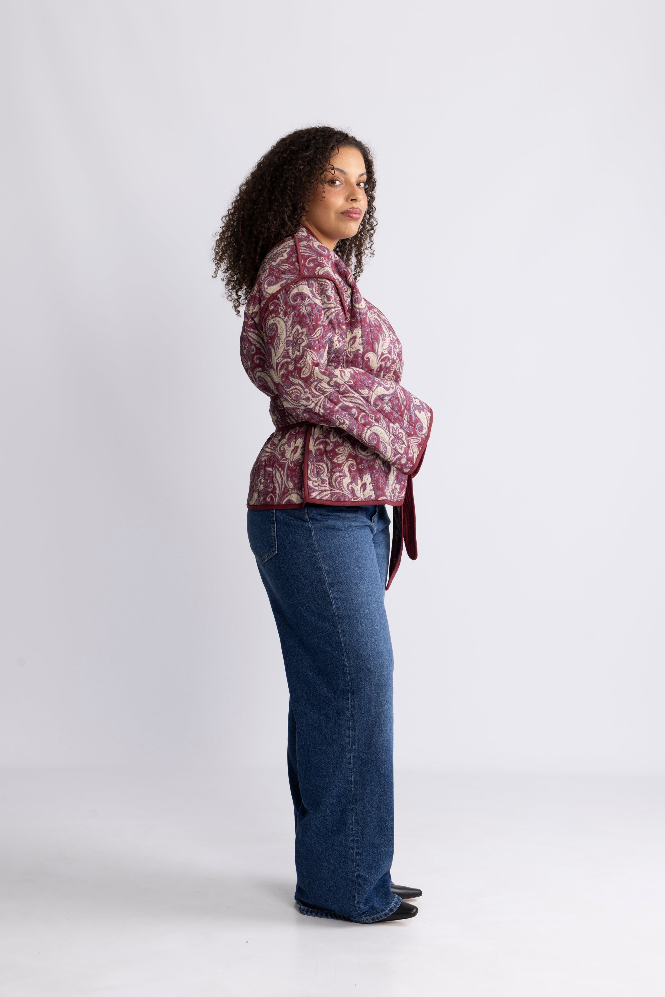 Una Quilted Jacket - Wine Paisley