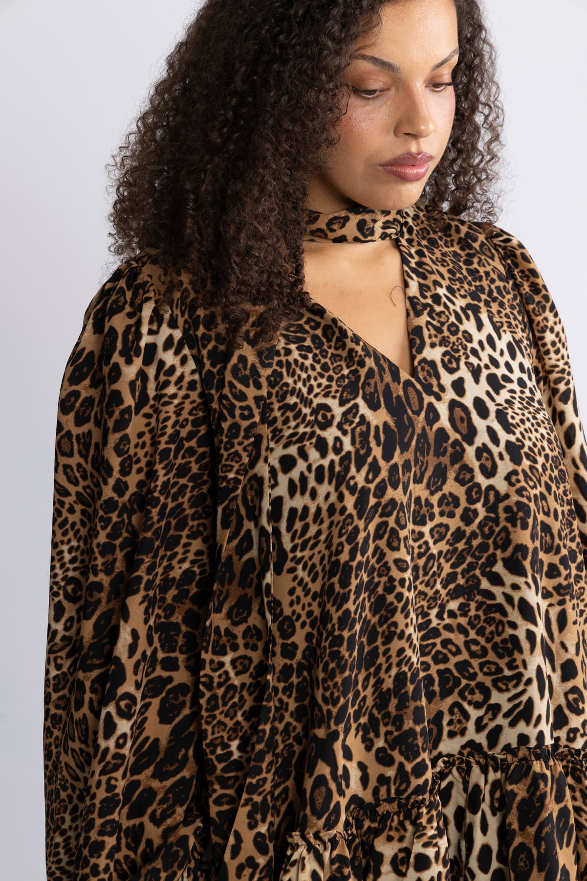 Jofrid Bow Mini Dress - Leopard