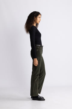 Slim Flare Stretch Corduroy Jeans - Green Lagoon