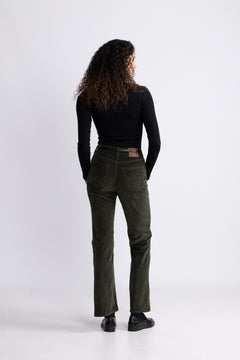Slim Flare Stretch Corduroy Jeans - Green Lagoon