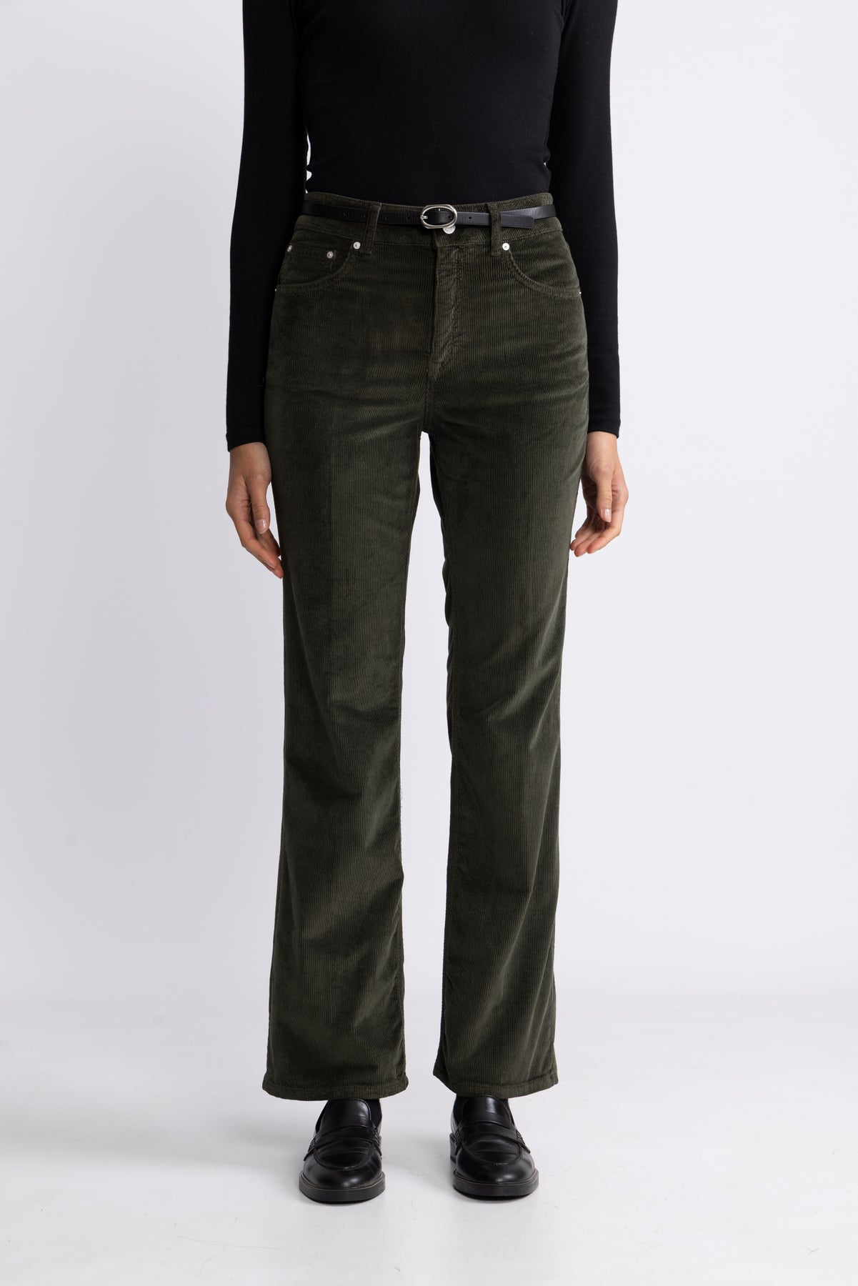 Slim Flare Stretch Corduroy Jeans - Green Lagoon