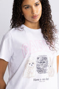 Basic Cotton Jersey Animals Relaxed T-Shirt - Bright White