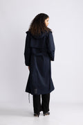 Regndråpe Trench Coat - Navy Pinstripe