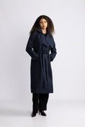 Regndråpe Trench Coat - Navy Pinstripe
