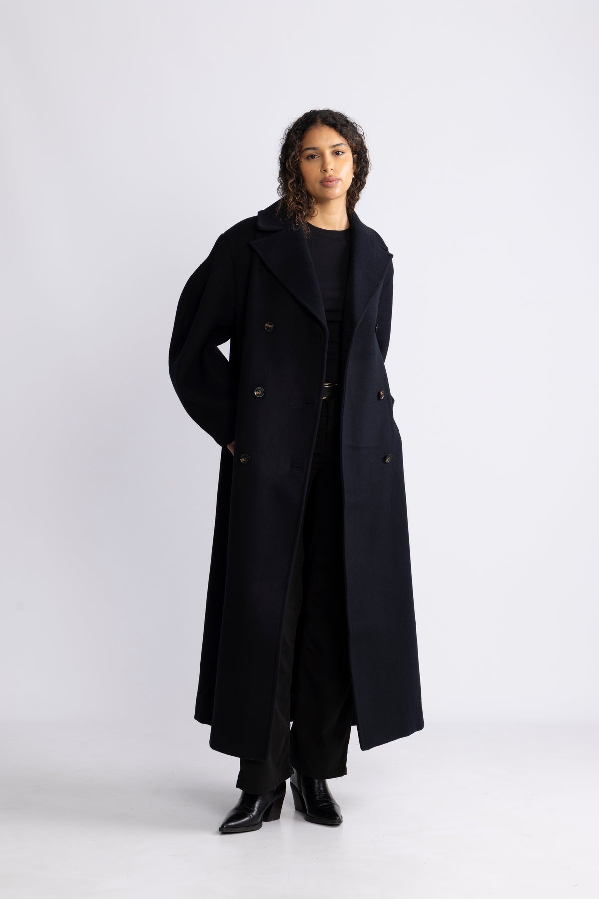 Peacoat Wool Long Coat - Sky Captain