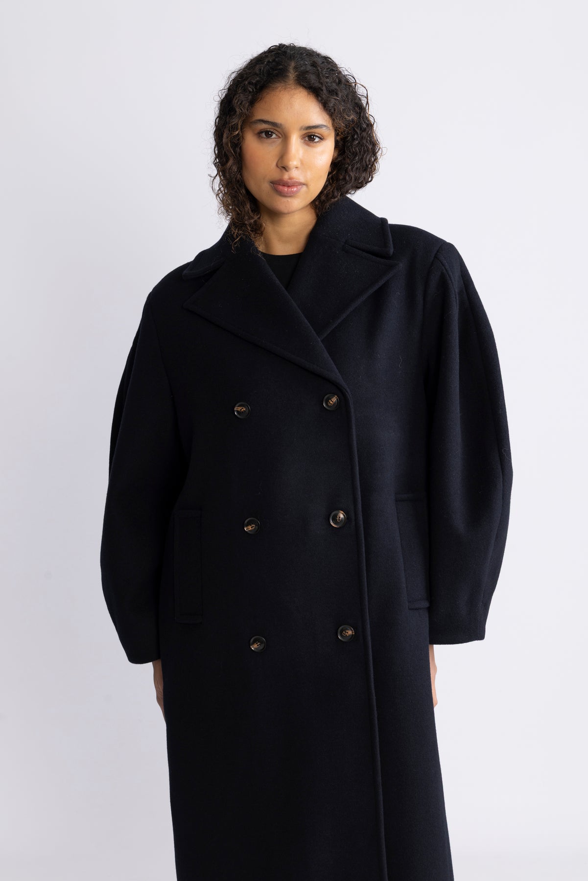 Peacoat Wool Long Coat - Sky Captain