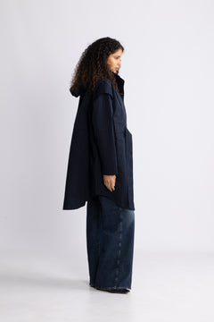 Monsun Coat - Navy Pinstripe