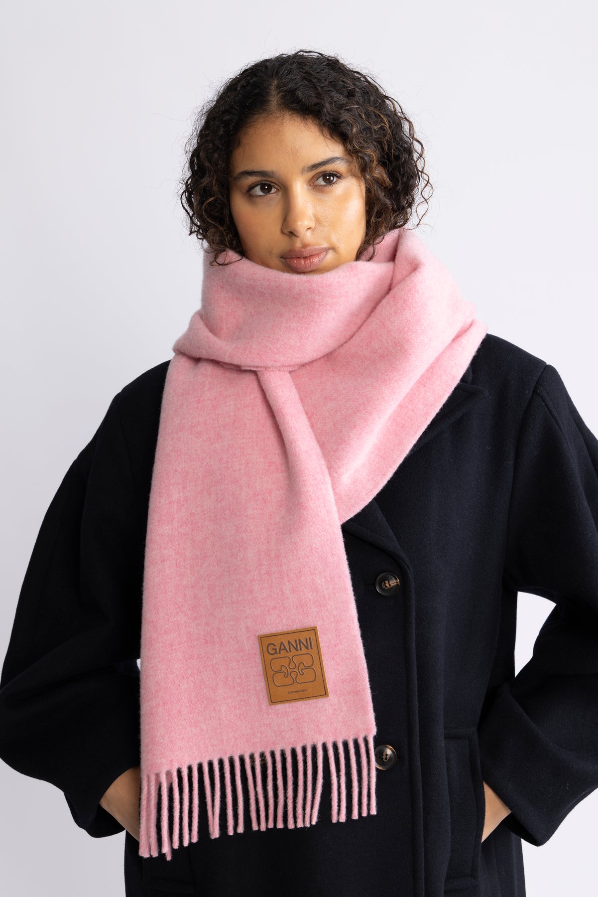 Double Face Wool Solid Scarf - Mauve Morn