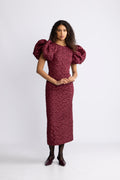 Jacquard Midi Puffy Dress - Zinfandel