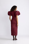 Jacquard Midi Puffy Dress - Zinfandel