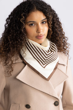 Striped Scarf - Cream & Mocha Mousse