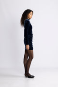Silk Velvet Ls Mini Dress - Graphite