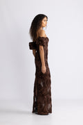 Flower Mesh Maxi Dress - Chicory Coffee