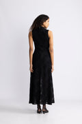 Flower Mesh Maxi Dress - Black