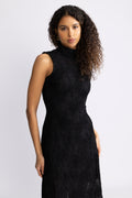 Flower Mesh Maxi Dress - Black