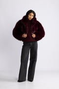 Faux Fur Crop Jacket - Zinfandel