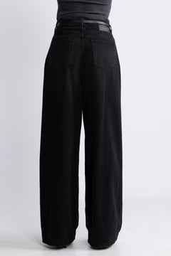 Soft Rigid Denim Baggy Jeans - Black Washed