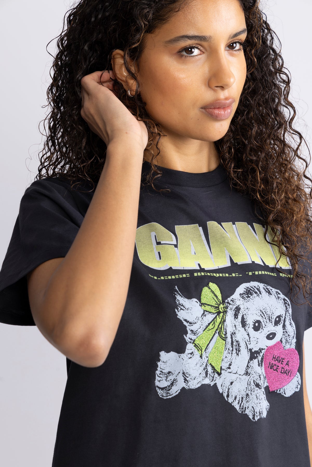 Basic Cotton Jersey Neon Puppy T-Shirt - Phantom