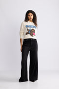 Graphic Wool Mix Fluffy Puppy Love Crewneck - Egret