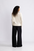 Graphic Wool Mix Fluffy Puppy Love Crewneck - Egret