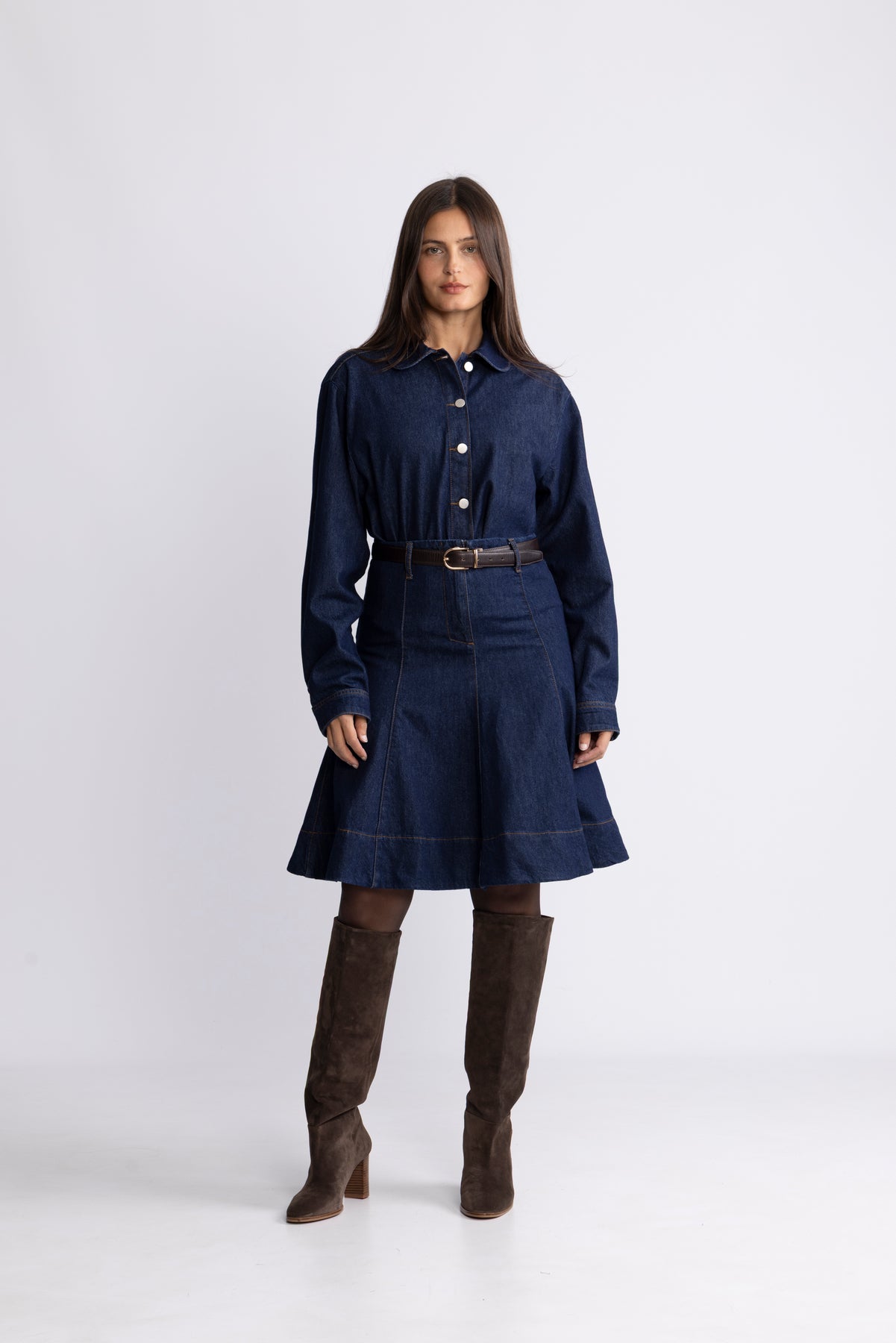 Adna Alena Skirt - Dark Blue Wash