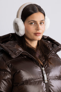 Sheepskin Embroidery Earmuff - Sand