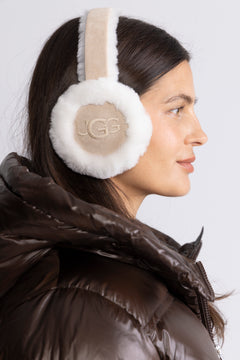 Sheepskin Embroidery Earmuff - Sand