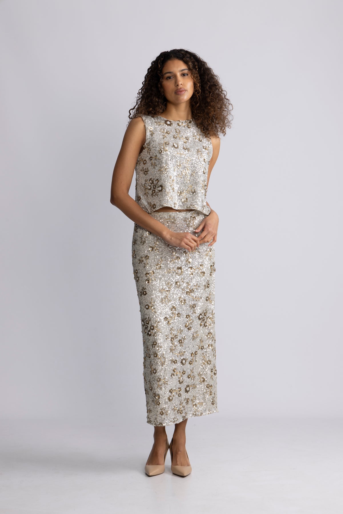 Magnolia Hw Skirt Emb - Silver T Coco