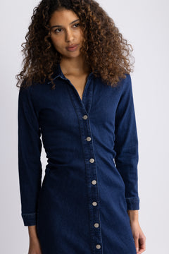 Mow Shirt Dress - Dark Blue Wash