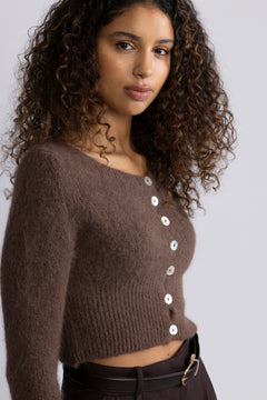 Matilda Alpaca Cardigan - Cocoa