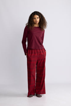 Ls Tee Flannel Pant Set - Zinfandel W Zinfandel Jotted Madras