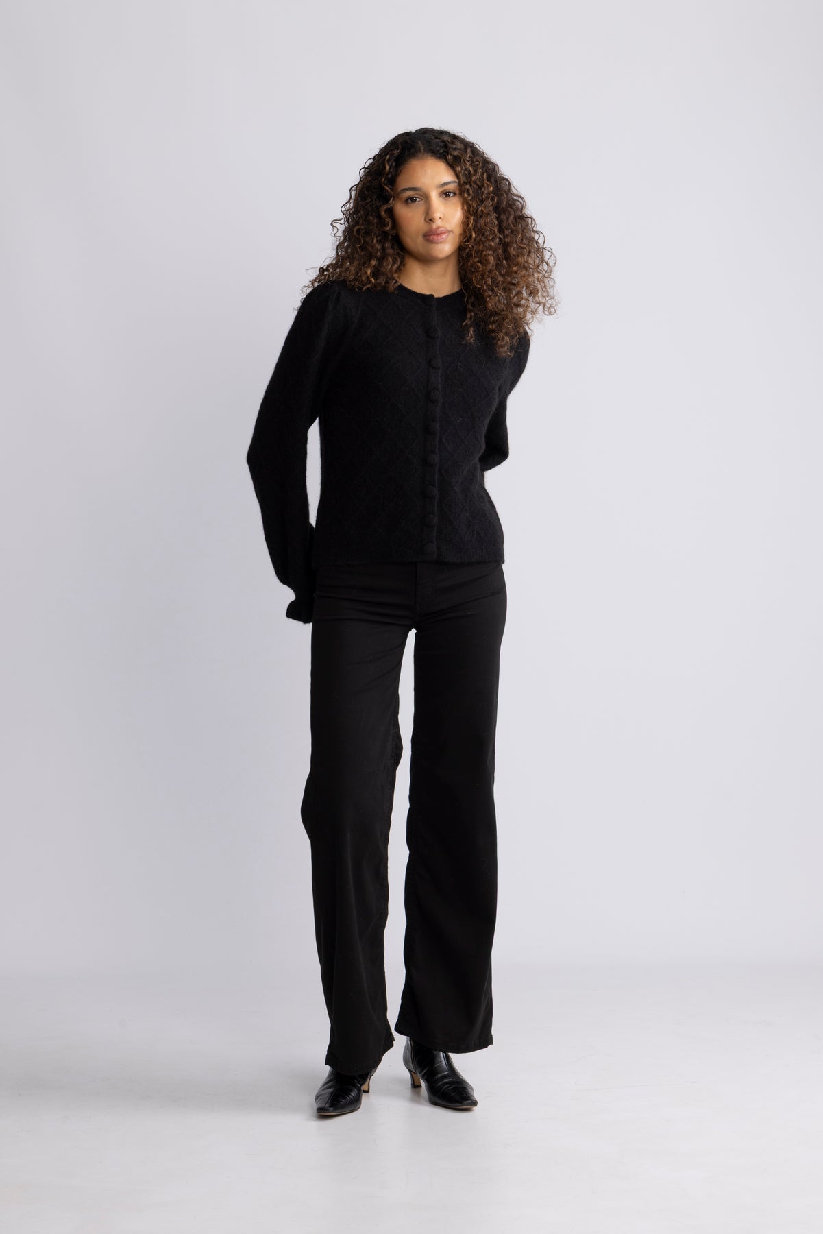 Yasthelma Ls Wool Blend Knit Cardigan - Black