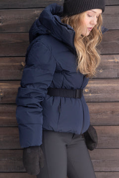 Emily Down Belt Jacket - Navy