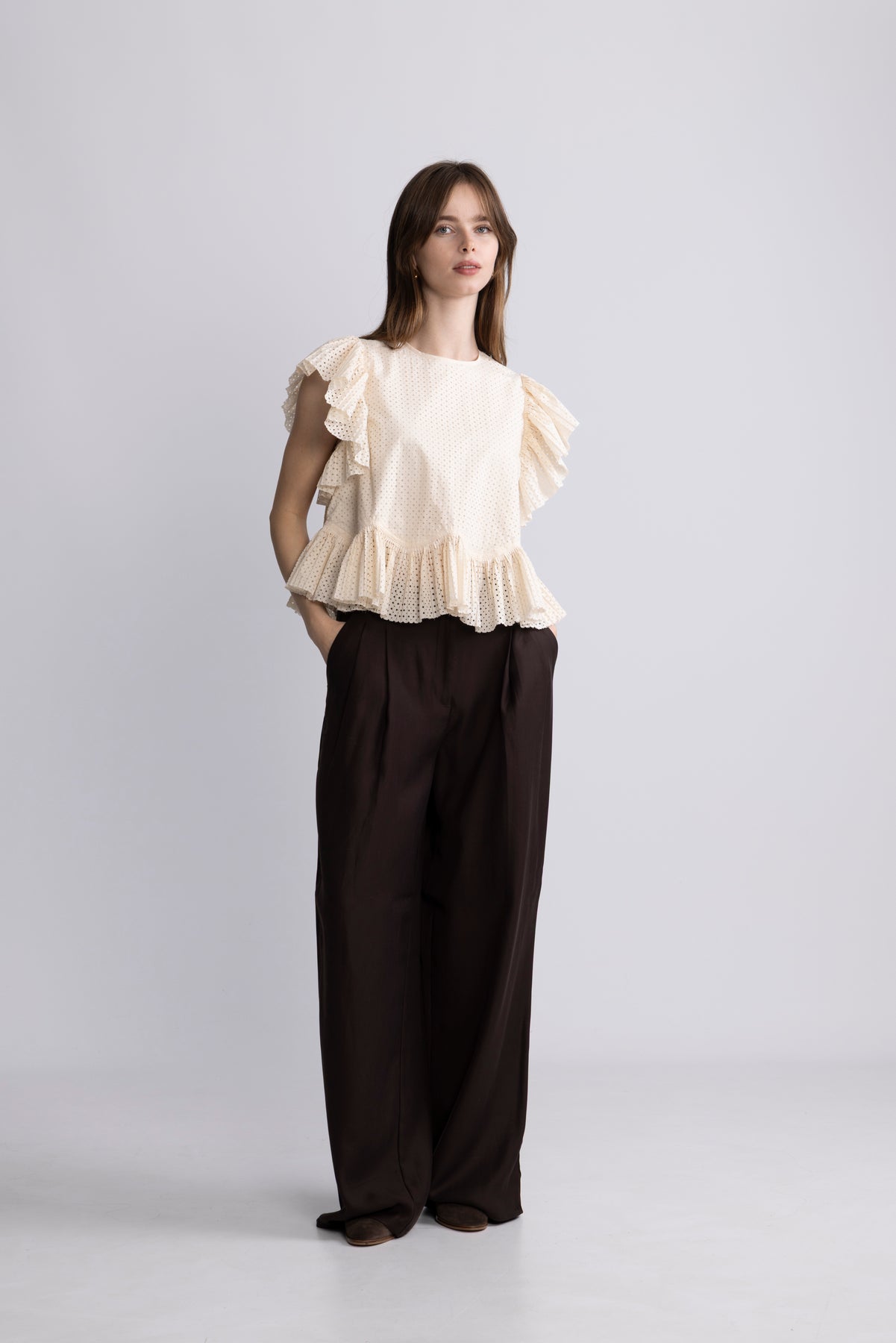 Veasna Flutter Sleeve Top - Cowrie