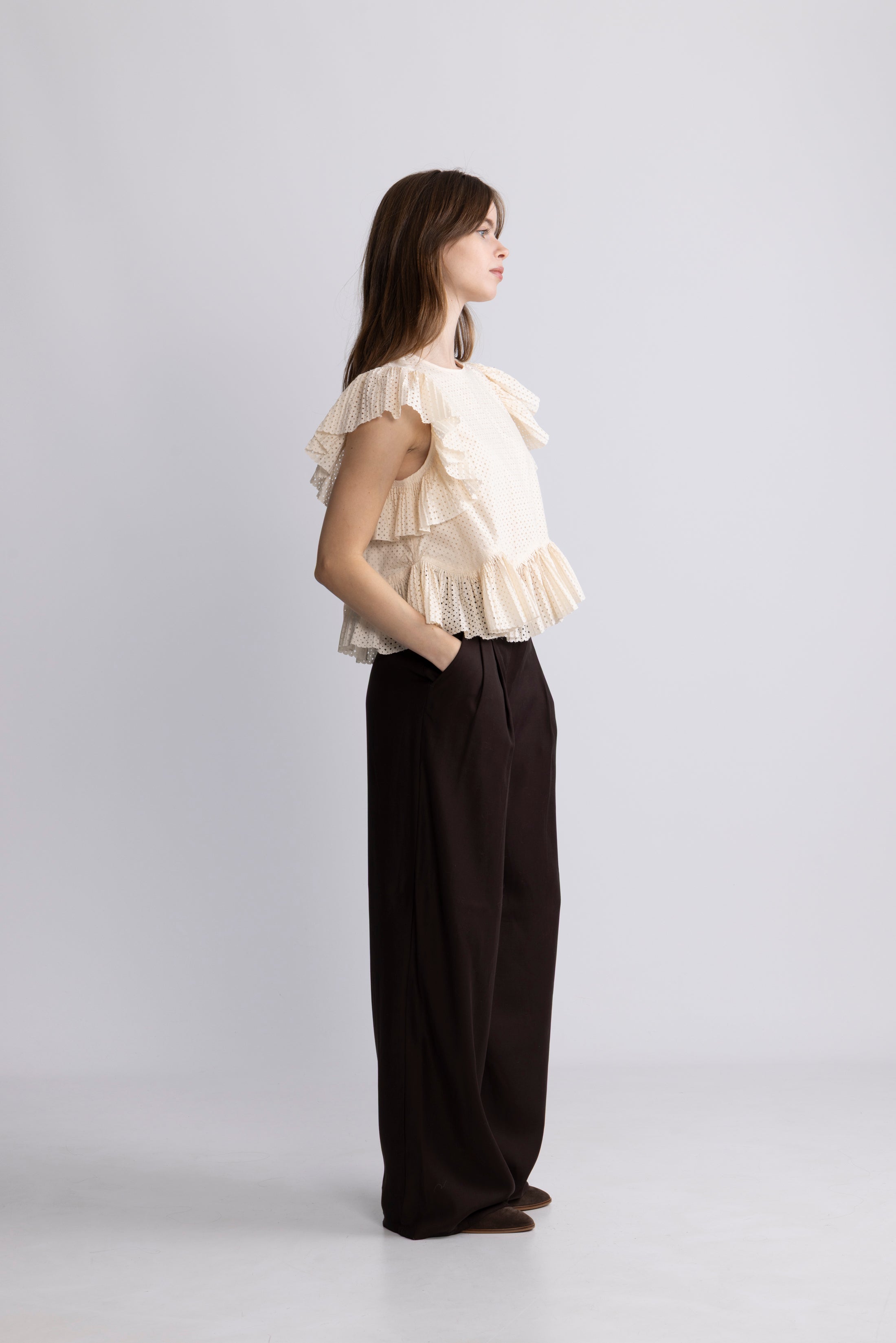 Veasna Flutter Sleeve Top - Cowrie