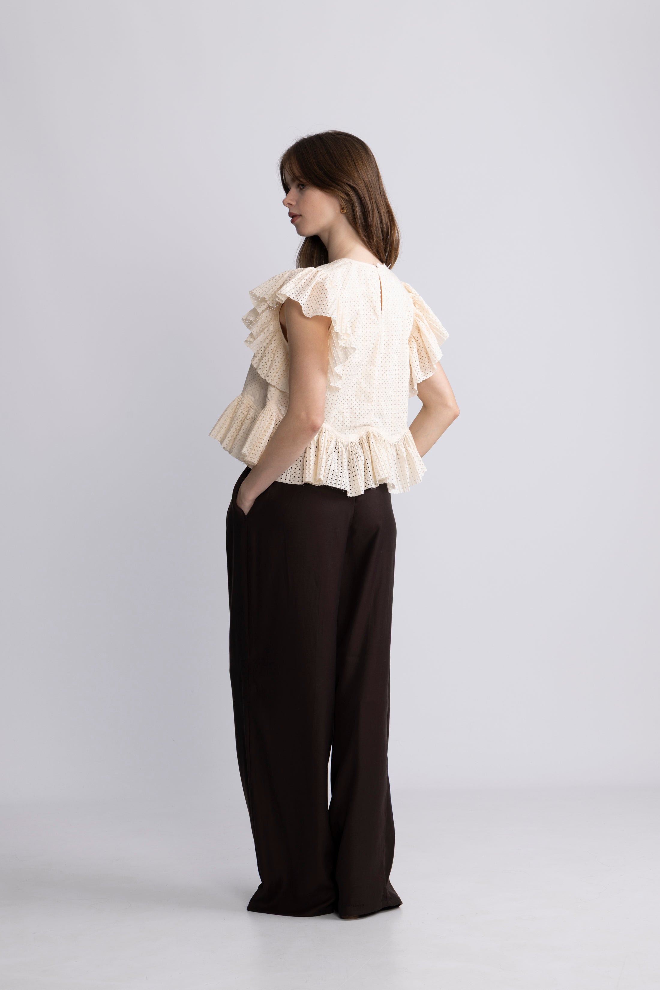 Veasna Flutter Sleeve Top - Cowrie