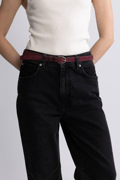 Suede Zoe Belt - Fig Red