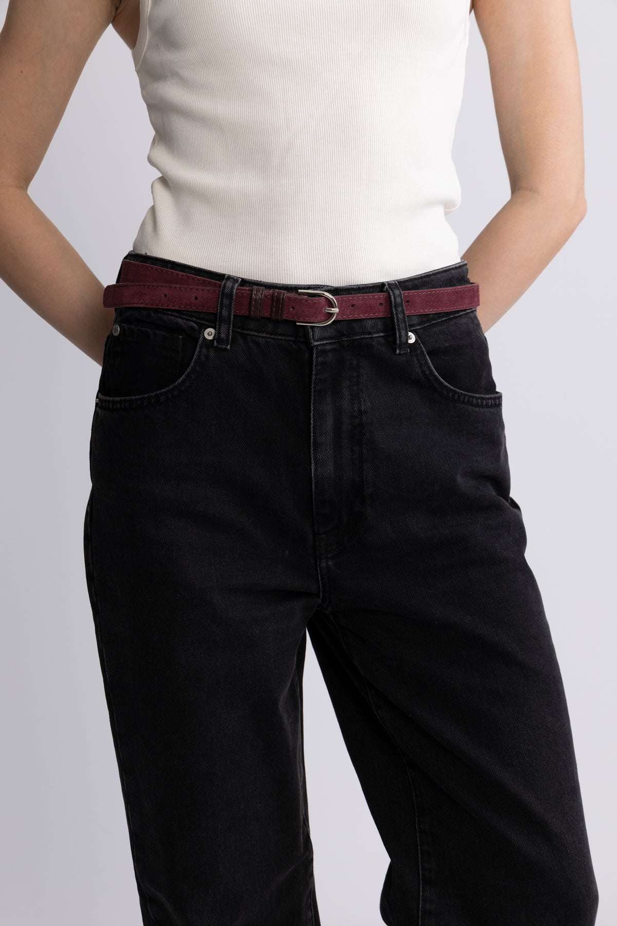 Suede Zoe Belt - Fig Red