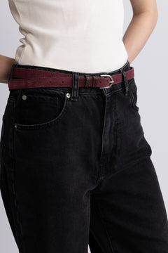 Suede Zoe Belt - Fig Red