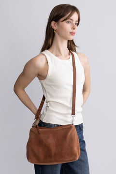 Suede Ginni Medi Bag - Brown Tortoise Shell
