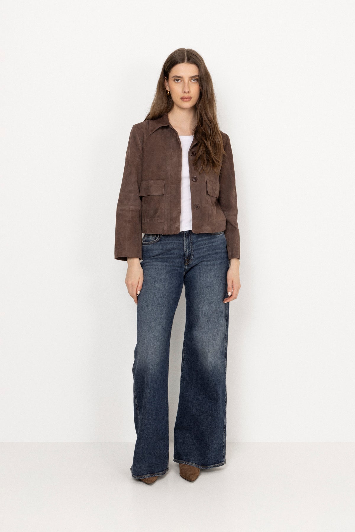 Ruth Suede Leather Jacket - Brown