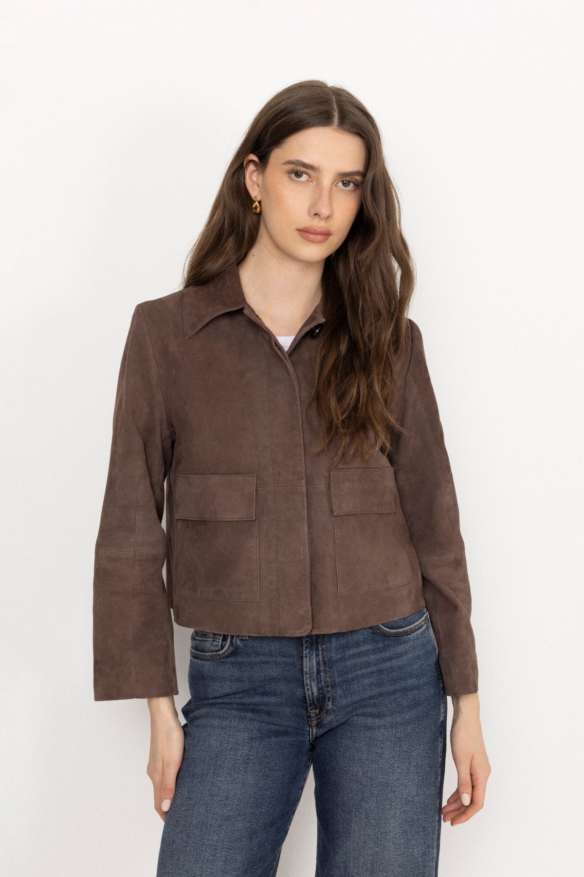 Ruth Suede Leather Jacket - Brown