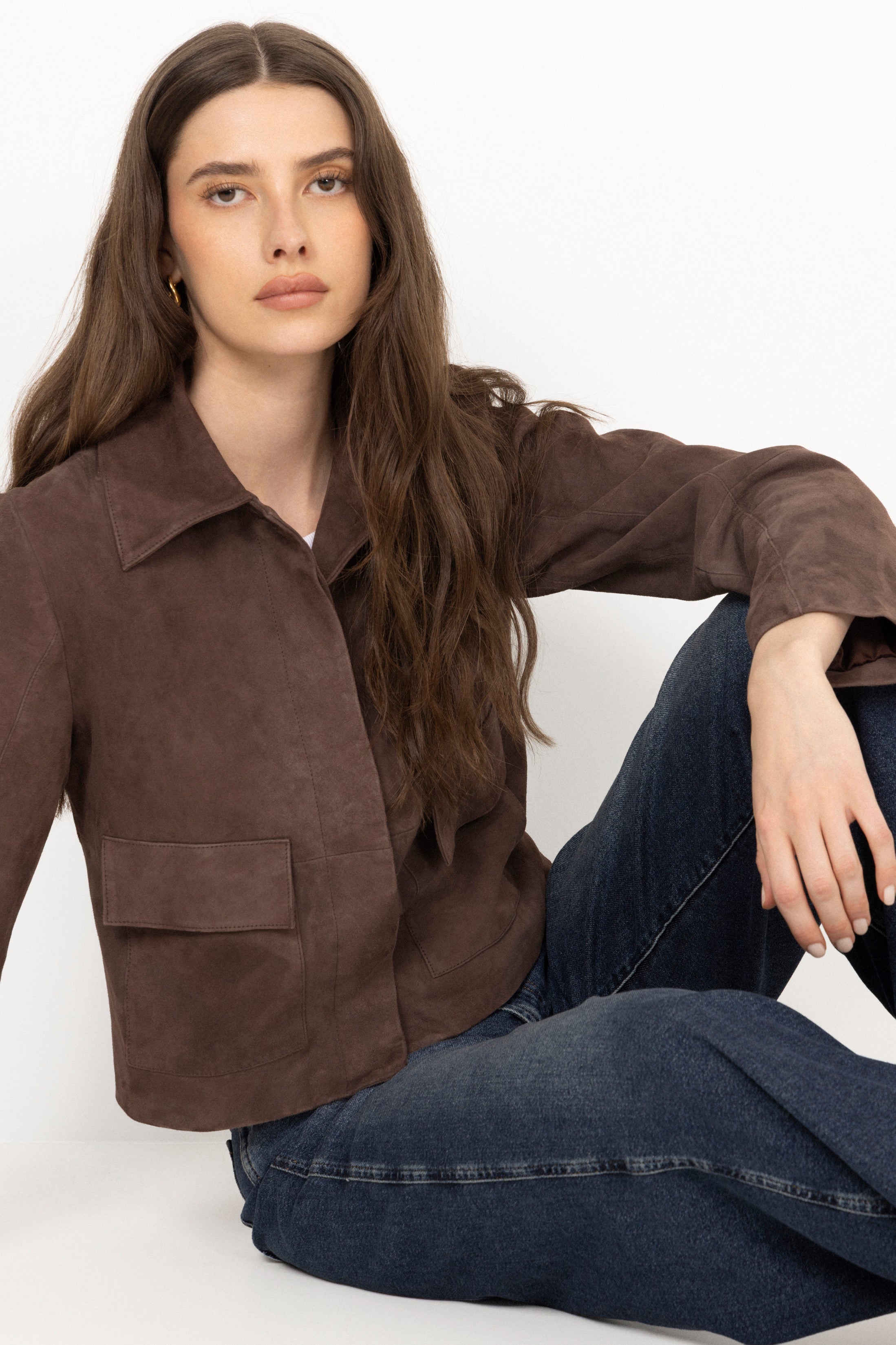 Ruth Suede Leather Jacket - Brown