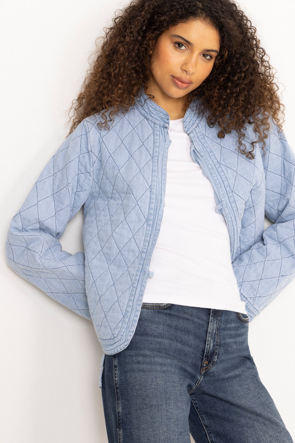 Emma Tieband Quilt Jacket - Blue