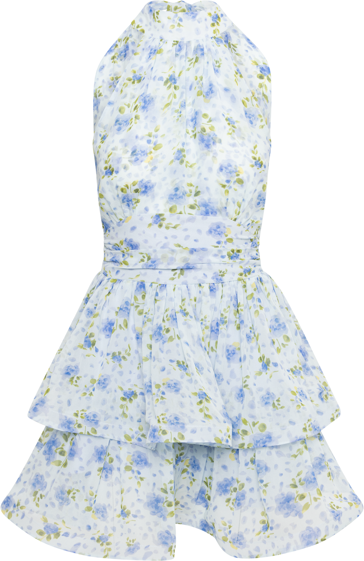 Idun Wave Mini Dress - Light Blue Floral